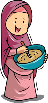 cute cartoon muslimah baking